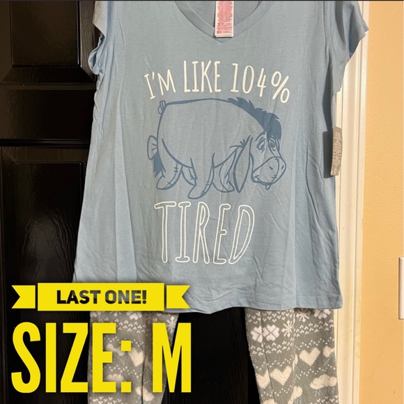 Disney 104% tired Eeyore pajama set - Picture 1 of 3